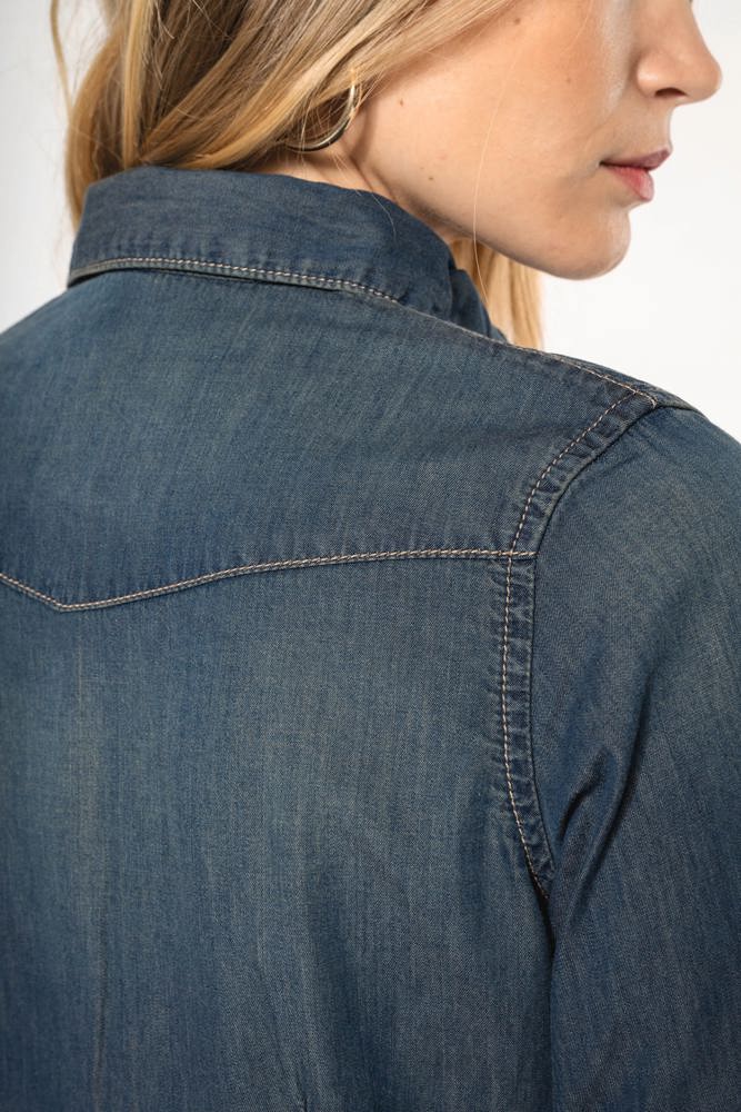 K518 - Dames denim blouse lange mouwen