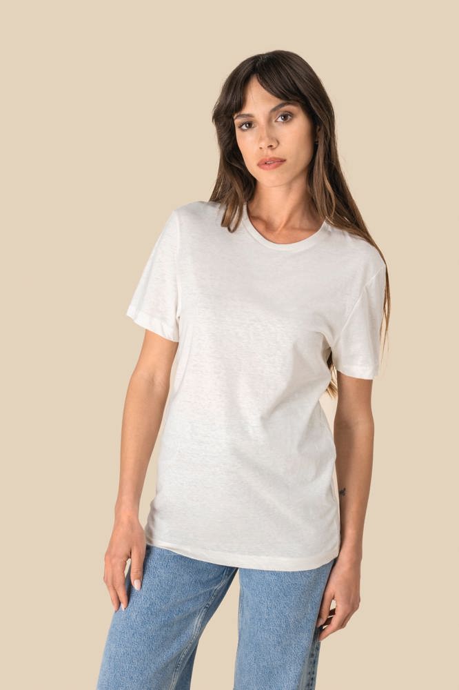 SP325 - Ecologisch uniseks T-shirt in biokatoen en linnen