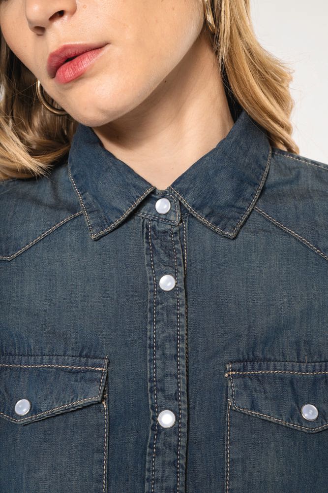K518 - Dames denim blouse lange mouwen
