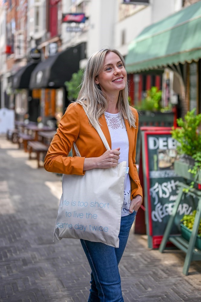 Biologisch katoenen tas met lange hengsels, 135 gr/m² Biologisch katoenen tas met lange hengsels, 135 gr/m²