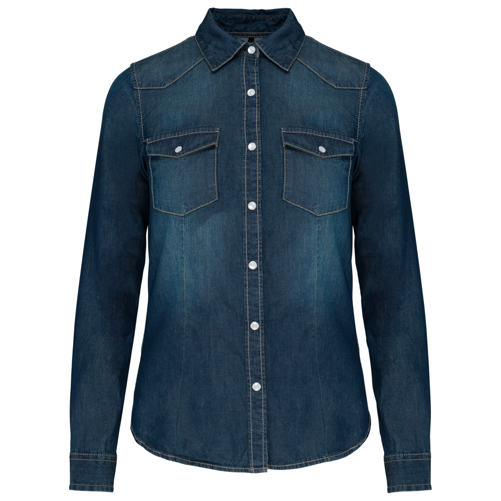 K518 - Dames denim blouse lange mouwen